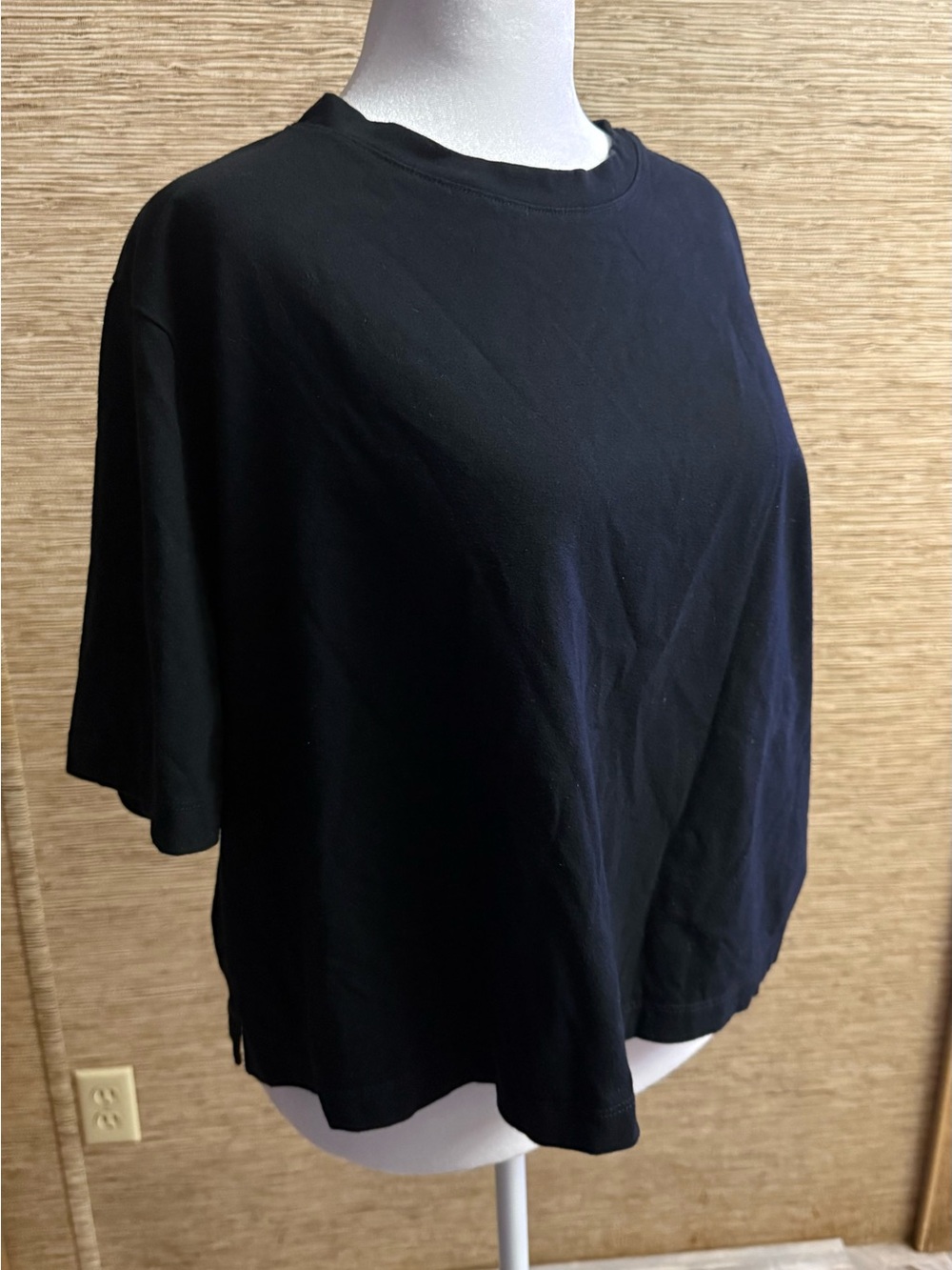A New Day Cropped T-Shirt Women’s 2XL Boxy Relaxed Black Crew Neck Short Sleeve